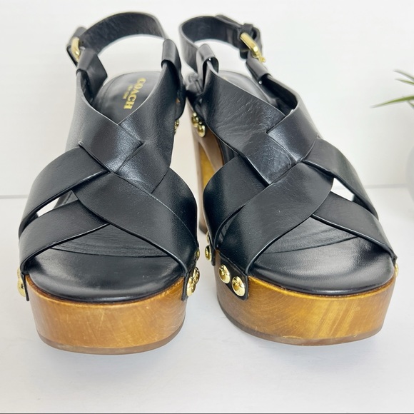 ✖️SOLD✖️•COACH• Black Leather Adessa Platform Sandals - Picture 8 of 13